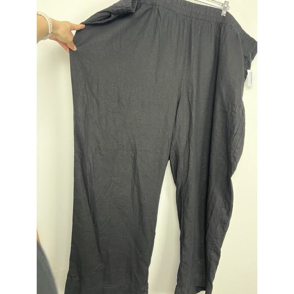 Old Navy High Rise Linen Blend Wide Leg Pants Plus Sz 4X Pull On Black Lagenlook - Picture 3 of 13
